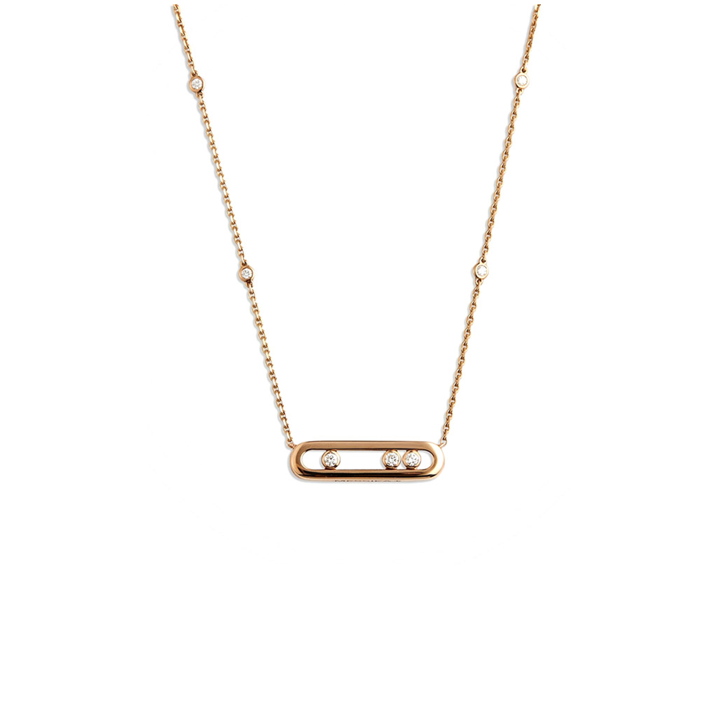 Mes1kaa baby move 18k rose gold necklace with d1am0nds